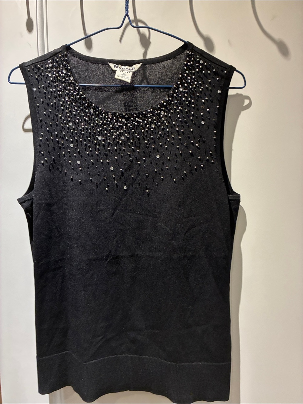 Nygård Collection Petites Black Beaded Knit Sleeveless Top - PM (10-12) 👵MT
